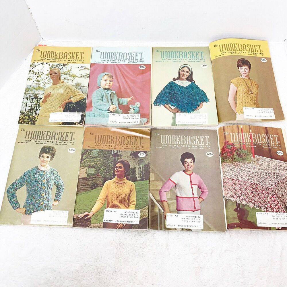 Workbasket Magazines Lot of 8 Issues Home Craft 1968 Vintage Patterns